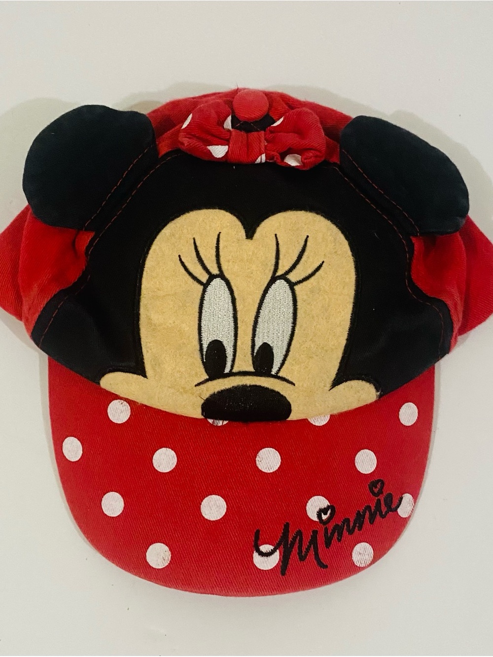 Disney Red and Black Minnie Mouse Kids Hat with White Polka Dots